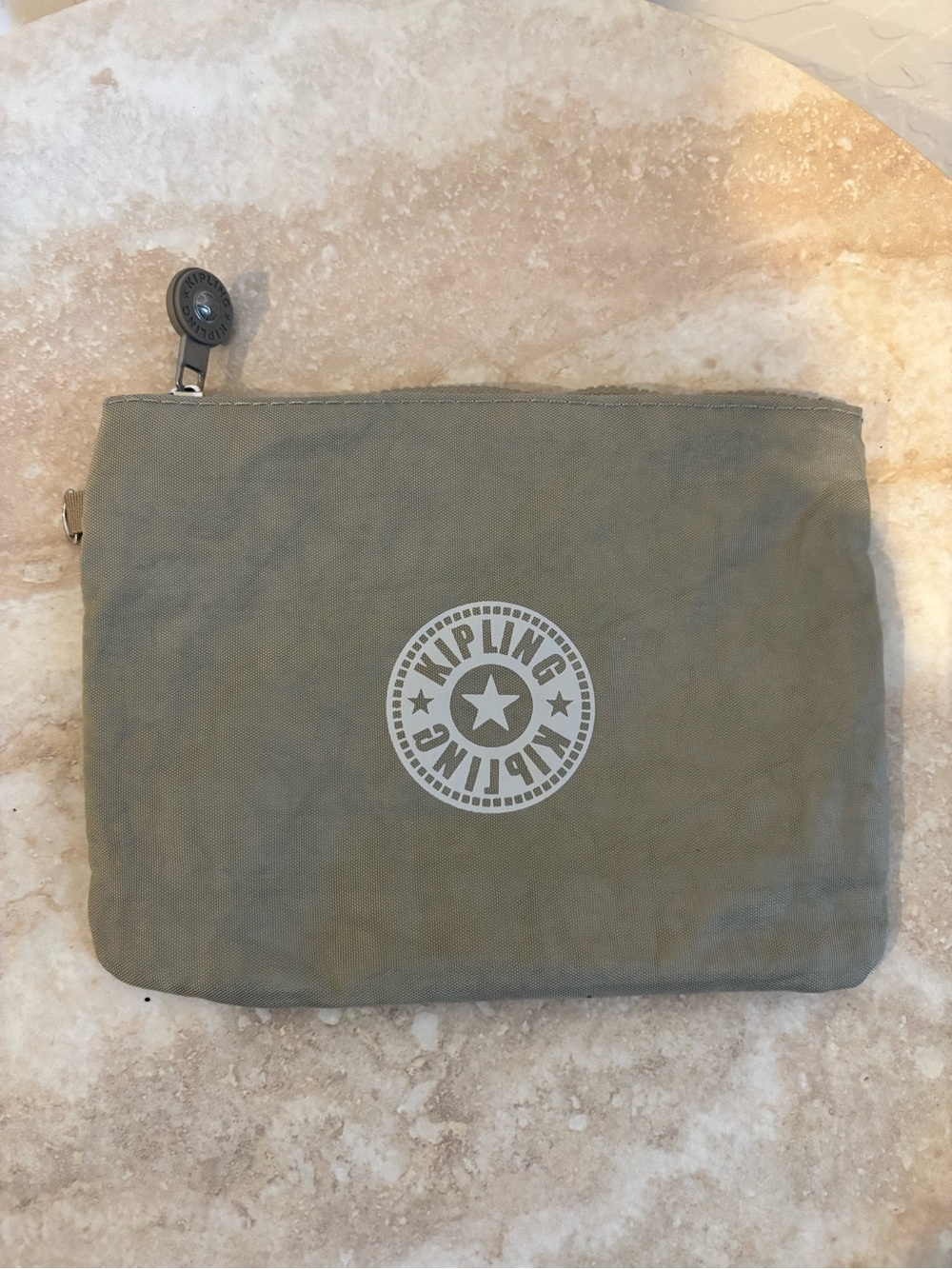 Kipling Grey Zip Nylon Pouch